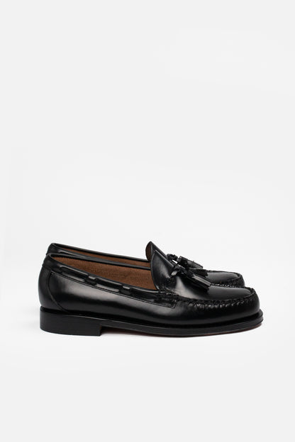 Larkin Leather Sole Moc Black - Tassel Loafer