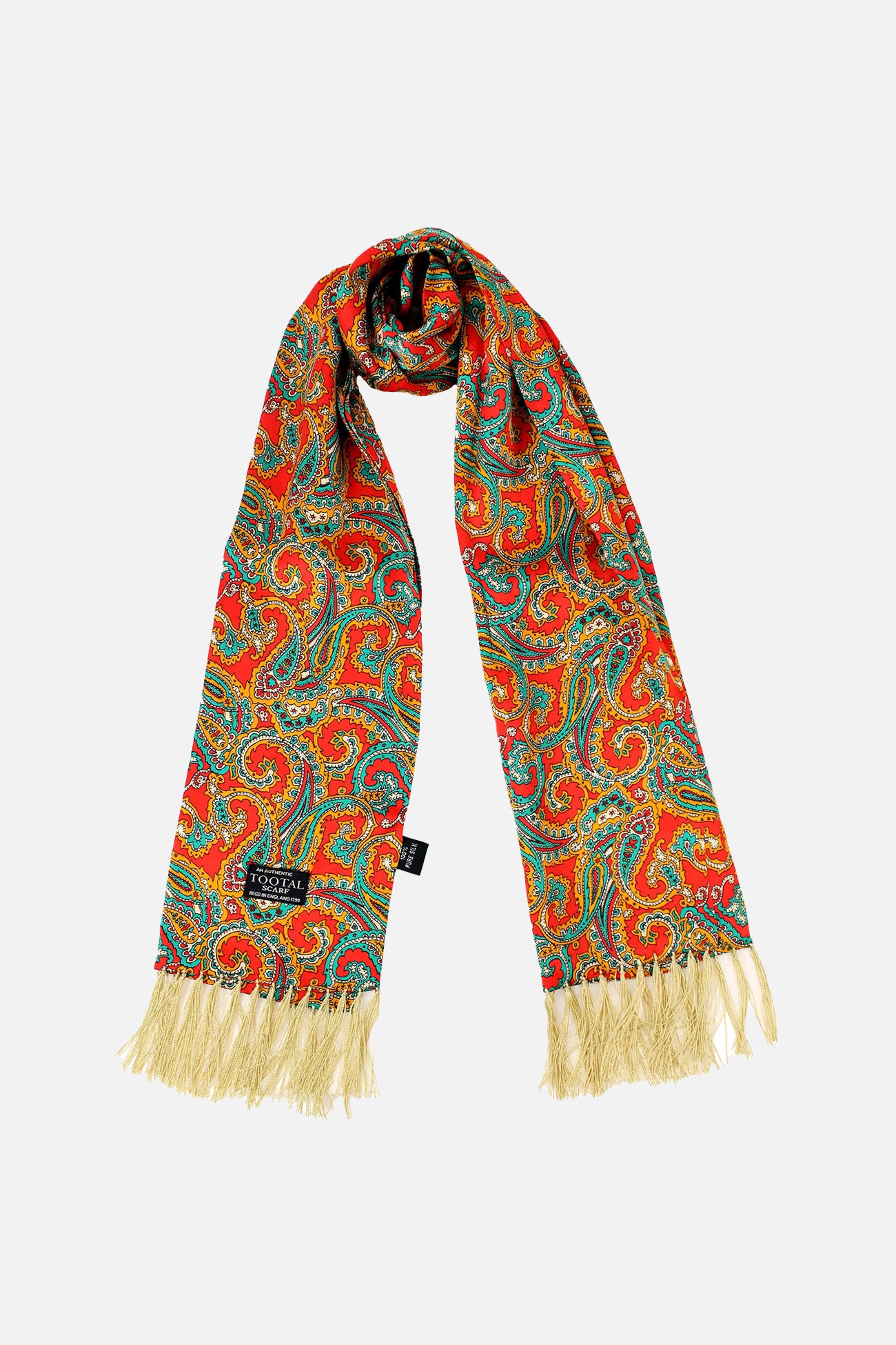 Paisley Red, Gold & Green - Silk Scarf