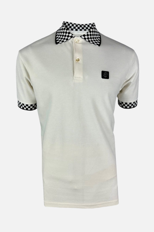 TR/8988 Chequerboard Trim Pique White - Polo