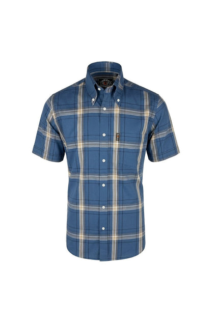 Large Check Cobalt Button Down - Shirt