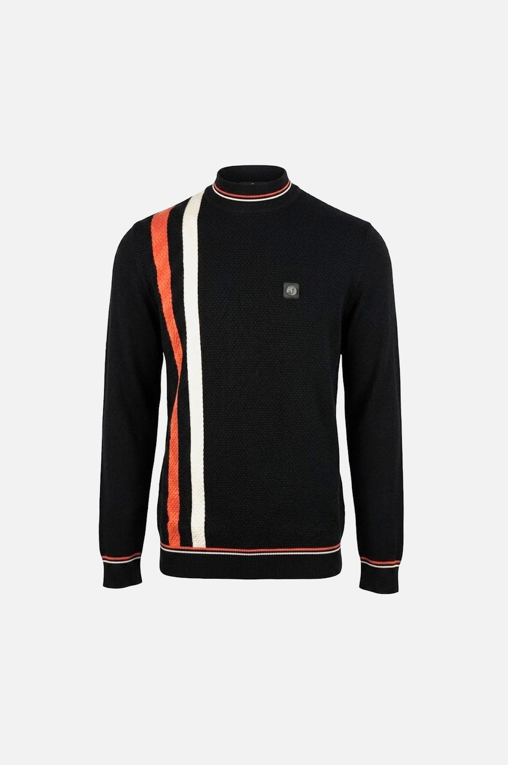 Racing Stripe Black Knitted - Turtle Neck
