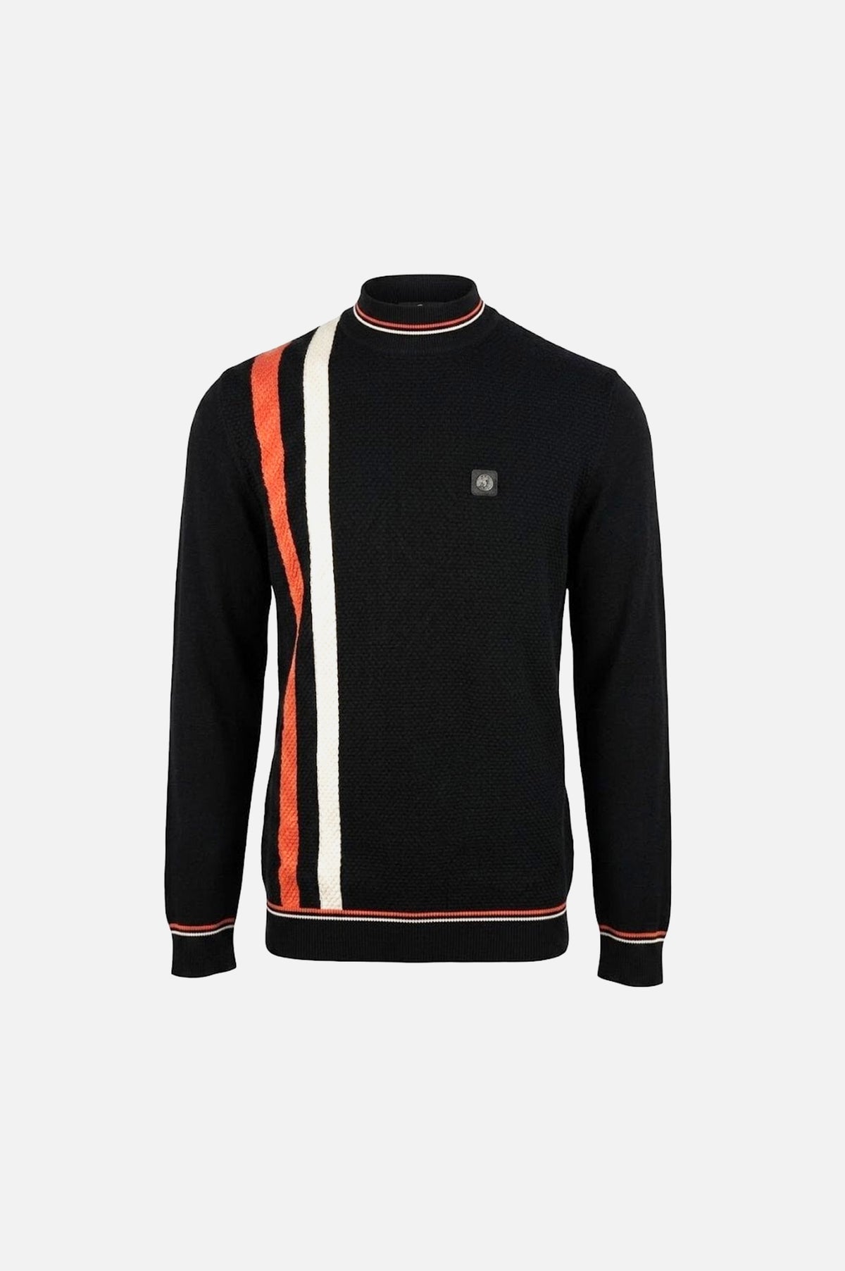 Racing Stripe Black Knitted - Turtle Neck