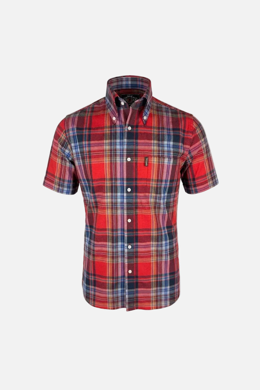Tartan Check Blood Red Button Down - Shirt