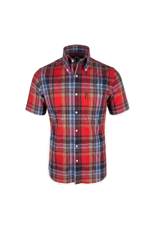 Tartan Check Blood Red Button Down - Shirt