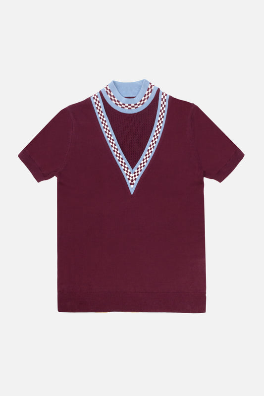 V-Insert Player Port & Sky Blue Chequerboard - Knit
