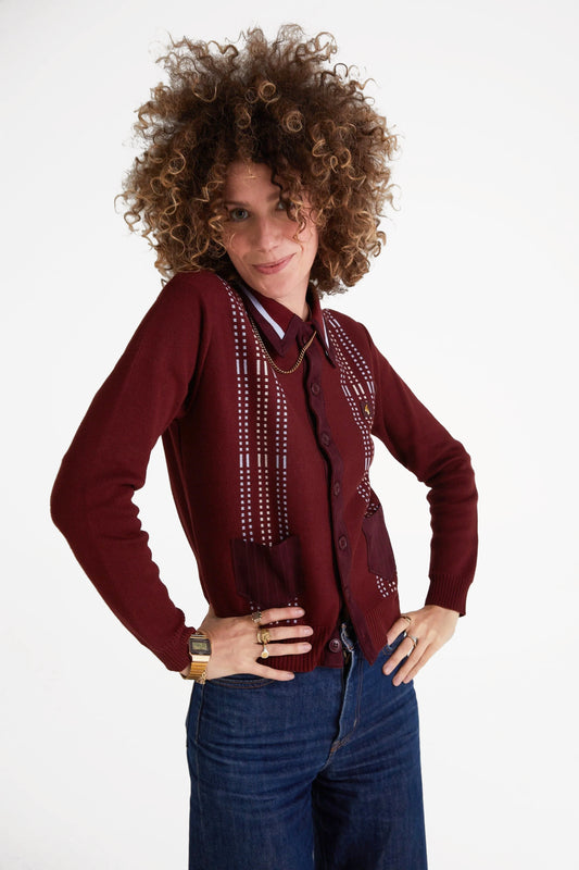Exclusive Yardi Cardi Cabernet - Polo Knit