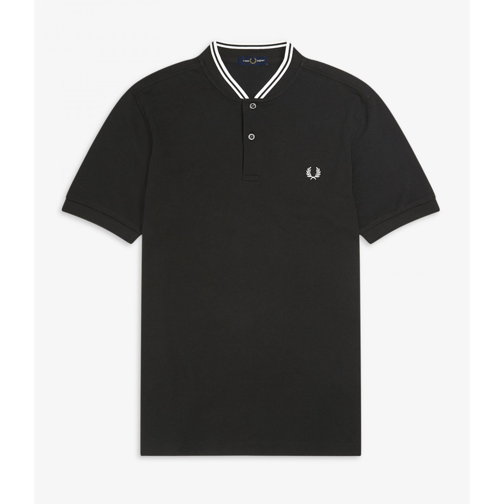 Fred Perry - M4526 Bomber Collar Black - Polo – The Modfather Clothing ...