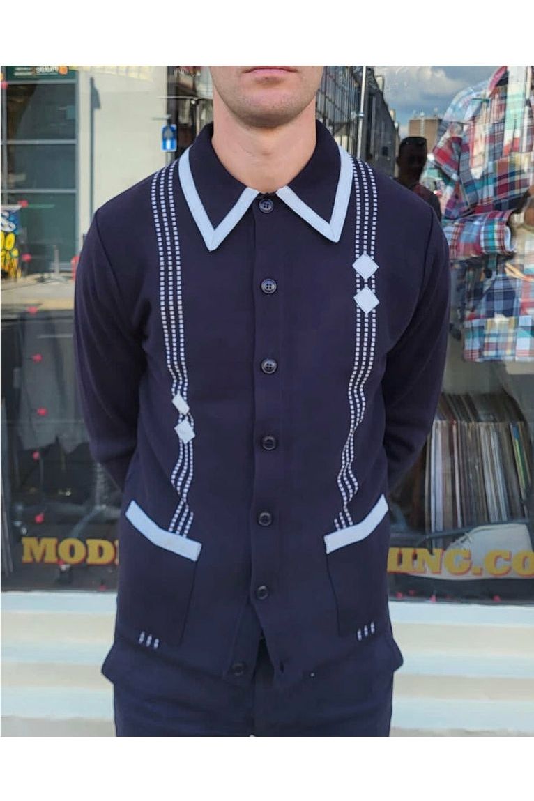Archive Diamond Dark Navy - Polo Knit